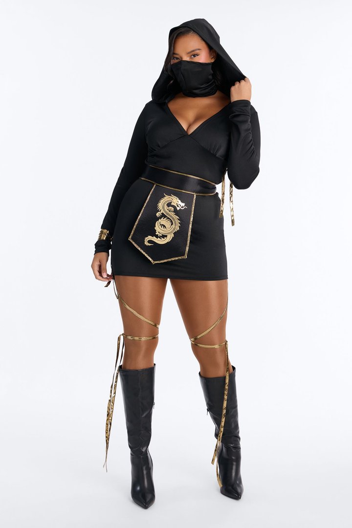Keep On Slaying Ninja 3 Piece Costume Set - Black/Gold