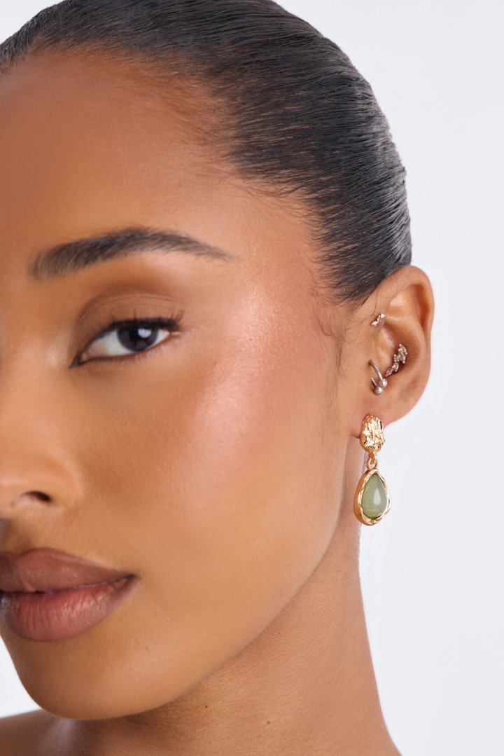 Serenity 3 Pair Earring Set - Gold/Green