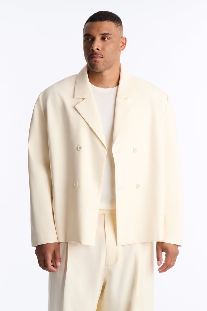Laguna Double Breasted Cropped Blazer - Cream