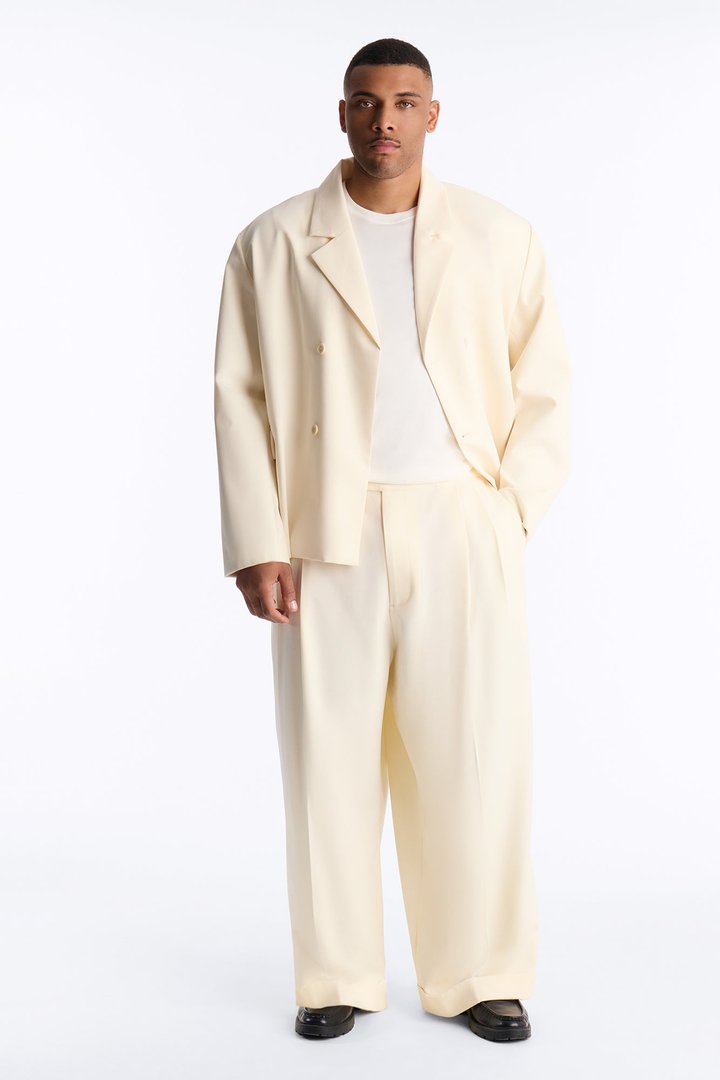 Laguna Double Breasted Cropped Blazer - Cream