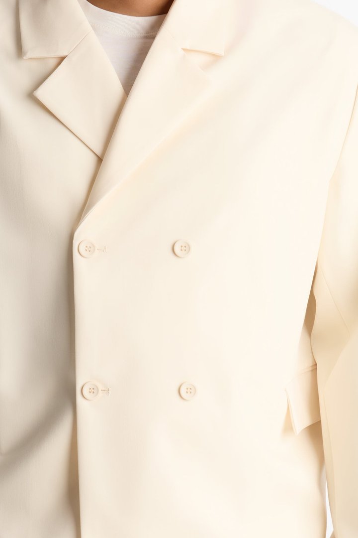 Laguna Double Breasted Cropped Blazer - Cream