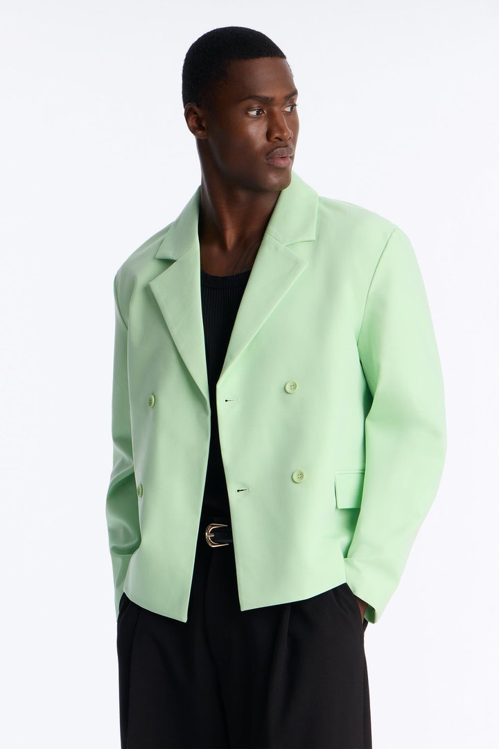 Laguna Double Breasted Cropped Blazer - Green