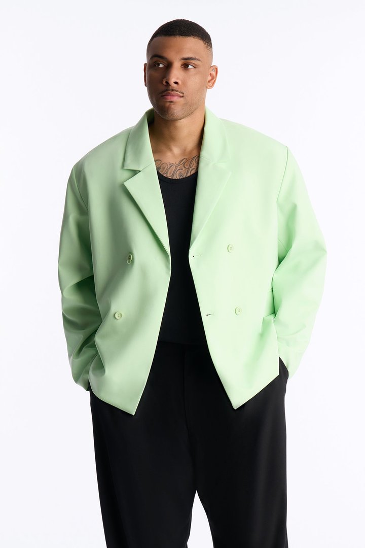 Laguna Double Breasted Cropped Blazer - Green