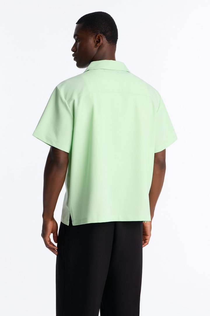 Laguna Boxy Cropped Button Up Shirt - Green