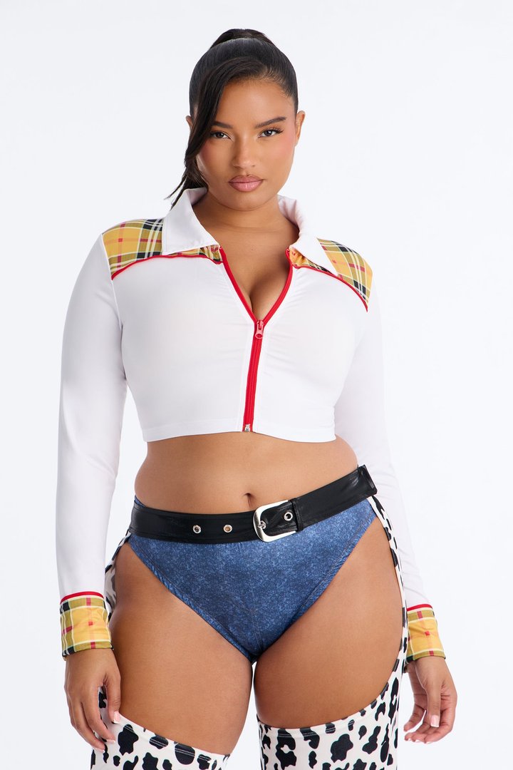 Giddy Up Cowgirl 3 Piece Costume Set - White/combo