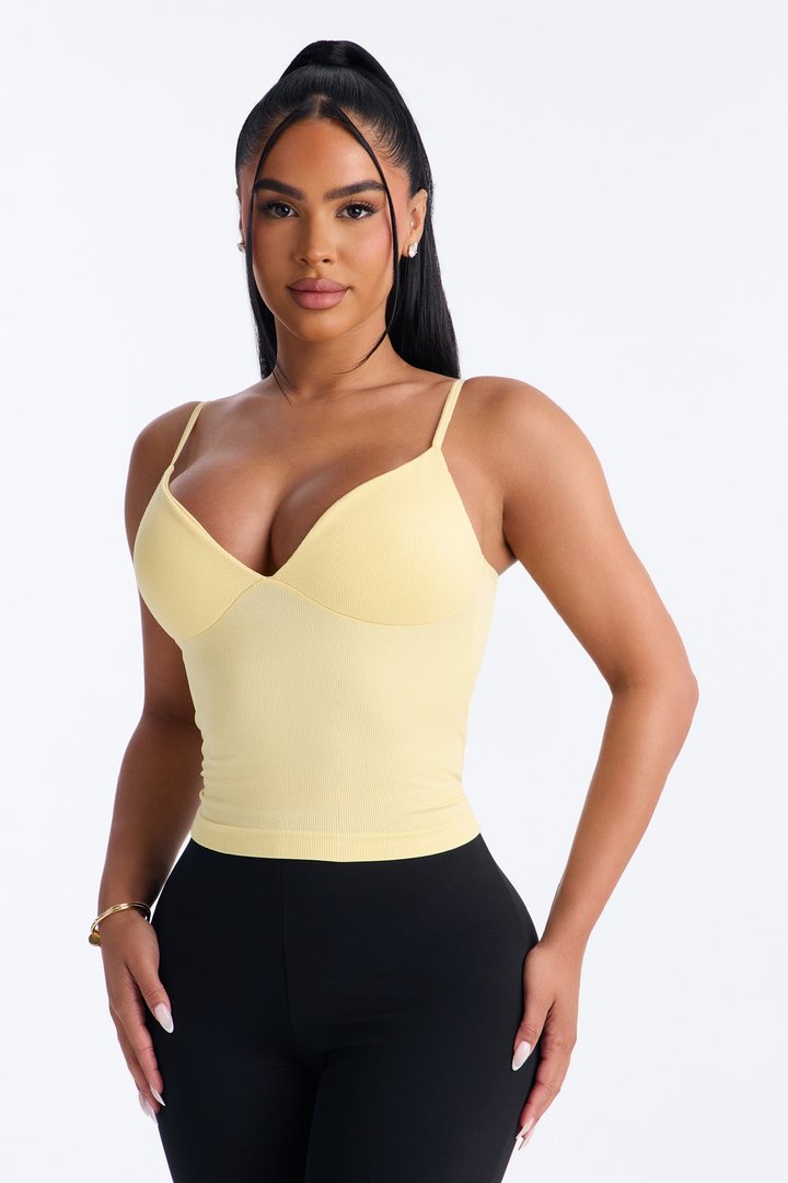 Comfy And Sweet Ribbed Cami Top - Yellow