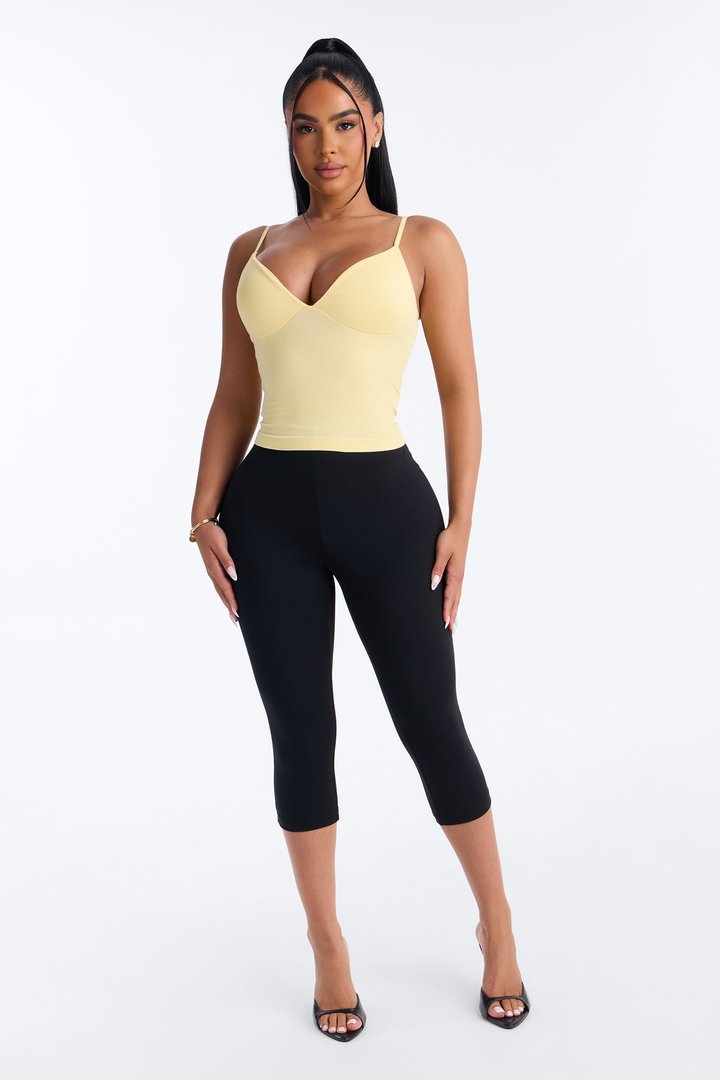 Comfy And Sweet Ribbed Cami Top - Yellow