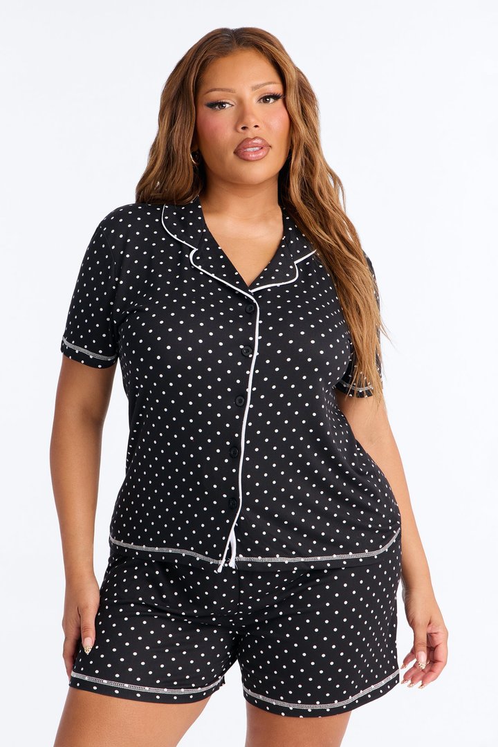 Girl's Night PJ Short Set - Black/White