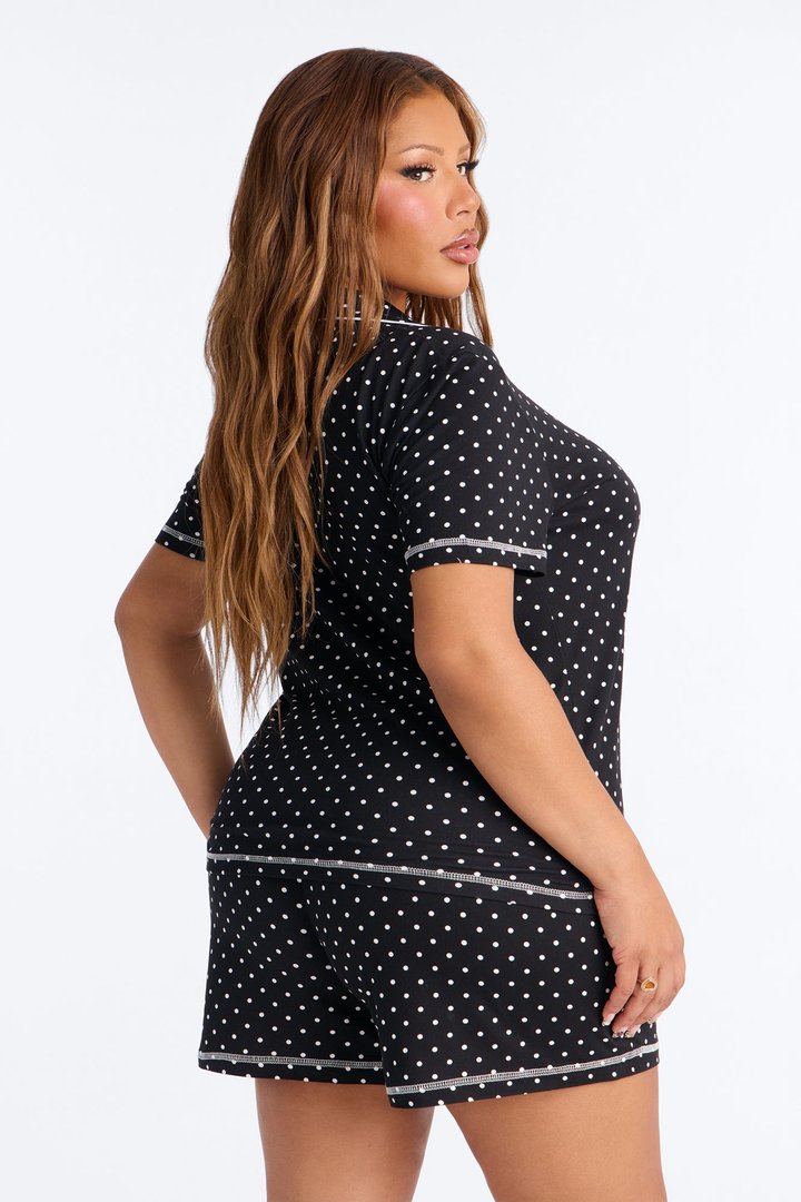 Girl's Night PJ Short Set - Black/White