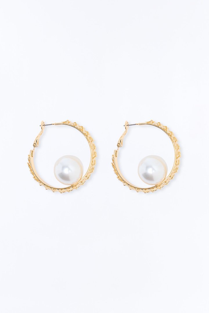 First Kiss Pearl Hoop Earrings - Gold