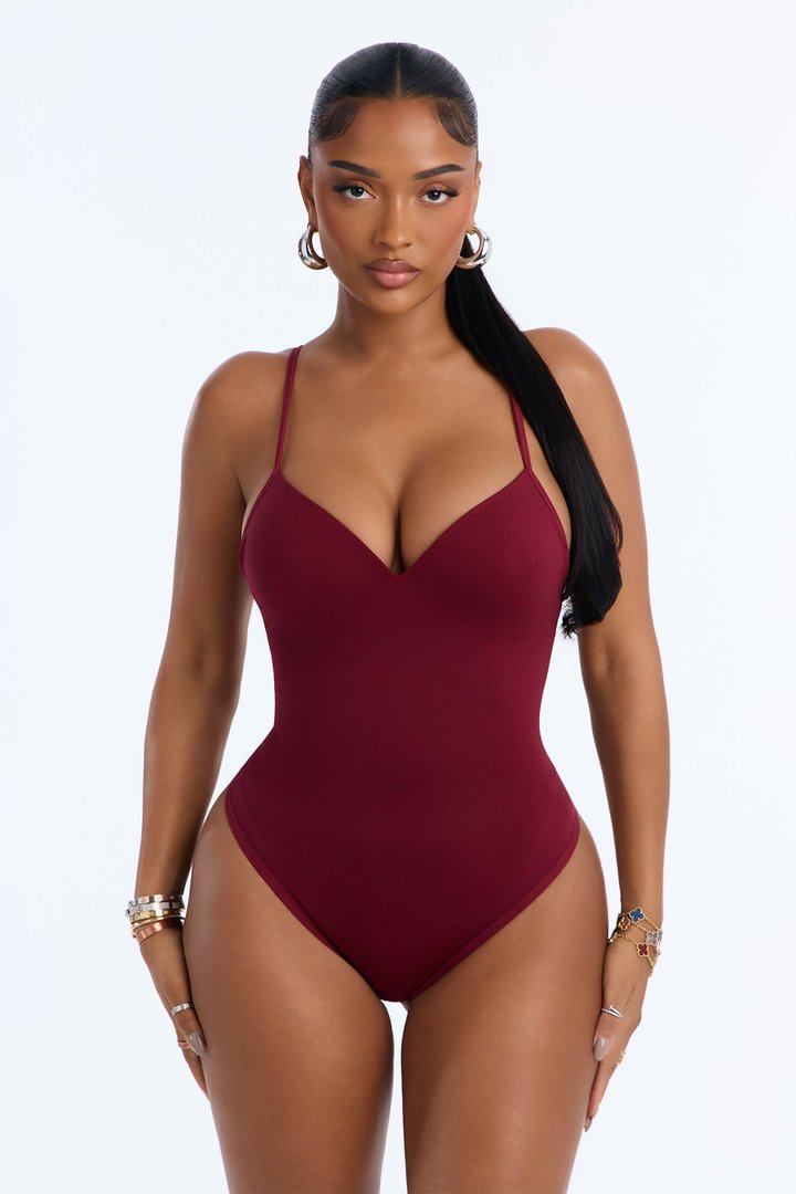Serenity Sculpted Seamless Bodysuit - Burgundy