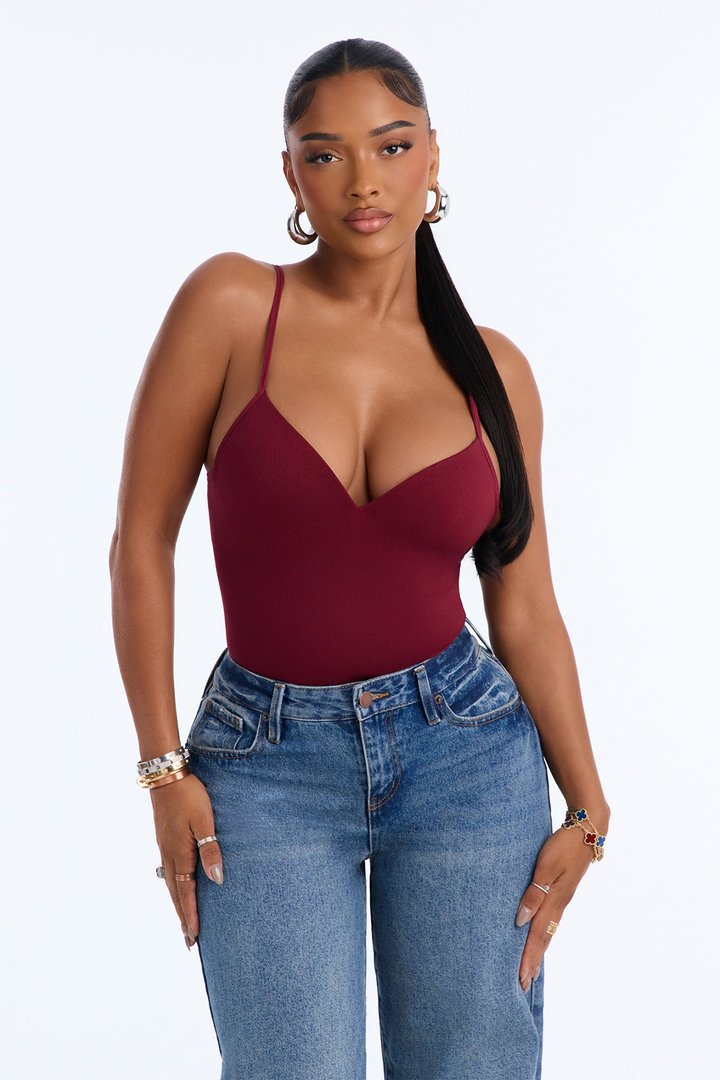 Serenity Sculpted Seamless Bodysuit - Burgundy