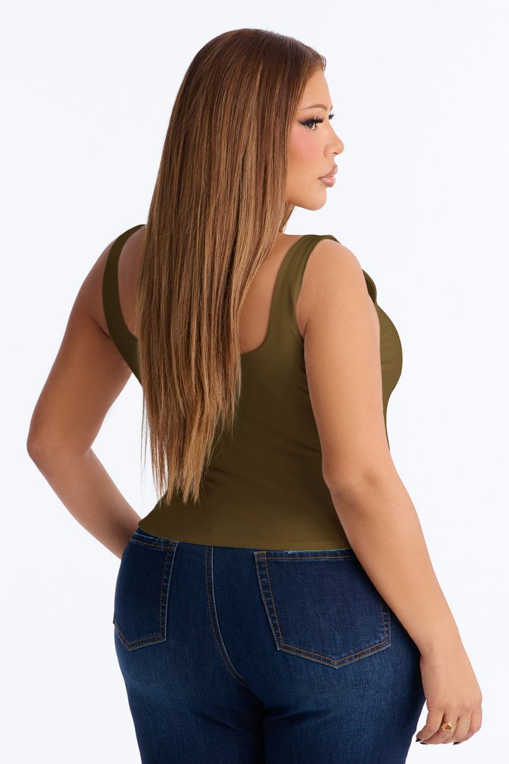 Quinn Double Lined Tank Top - Dark Olive