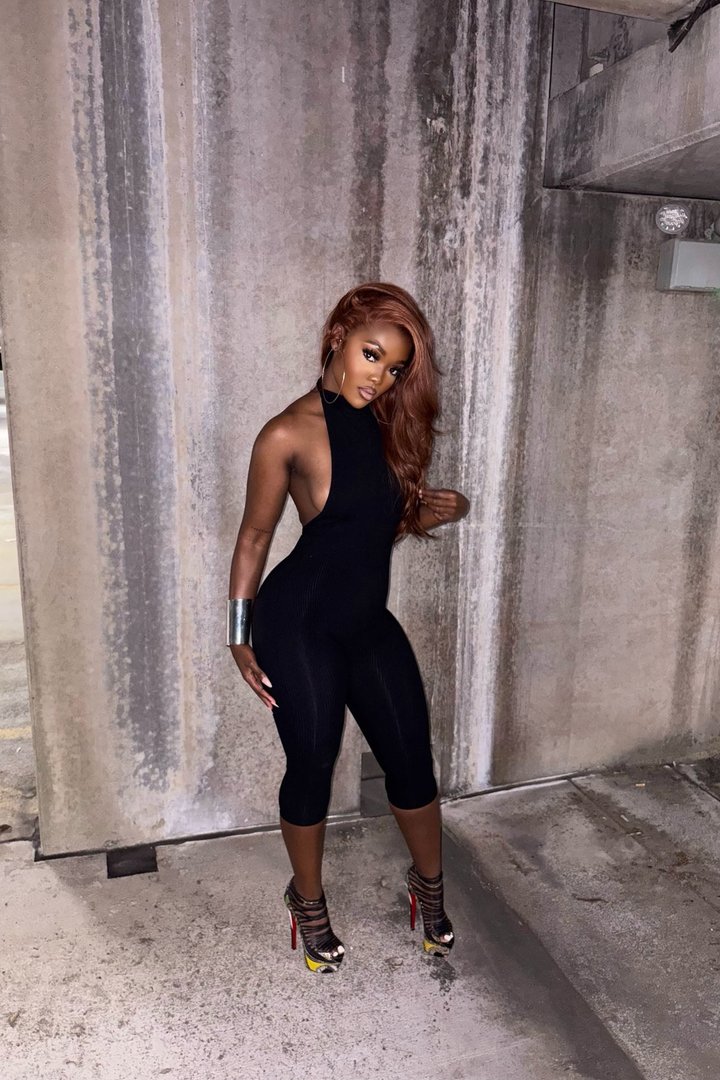Cassandra Snatched Capri Jumpsuit - Black