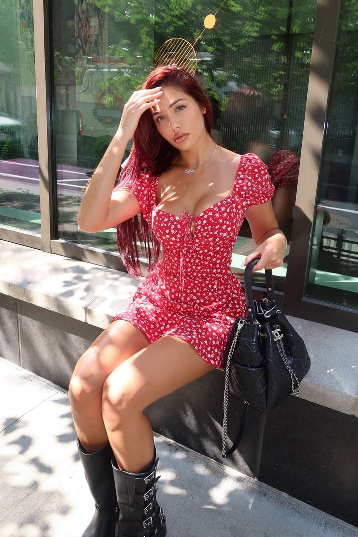 Monroe Floral Mini Dress - Red