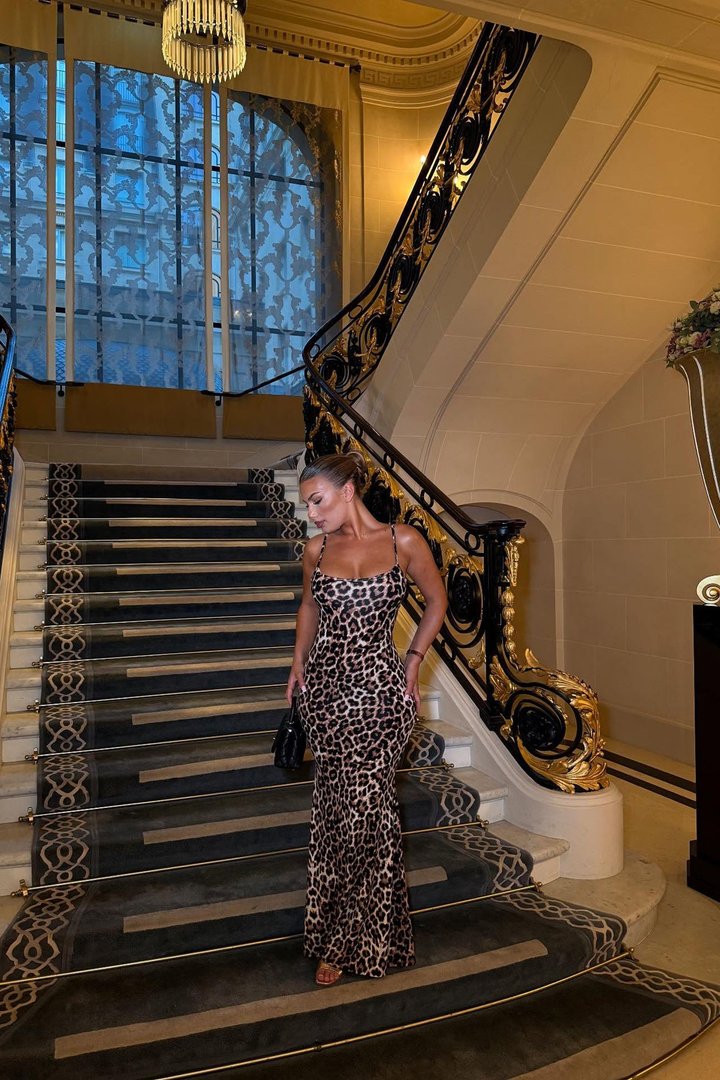 Brianna Leopard Maxi Dress - Brown/combo