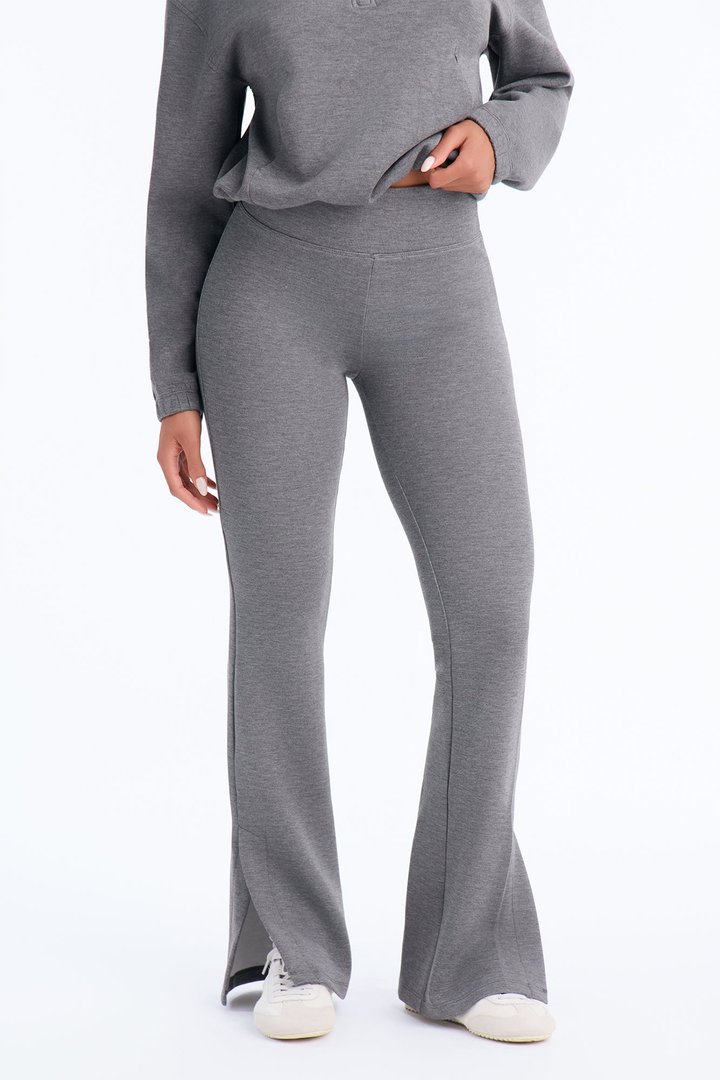 Bella Scuba Slit Lounge Flare Pant - Dark Grey