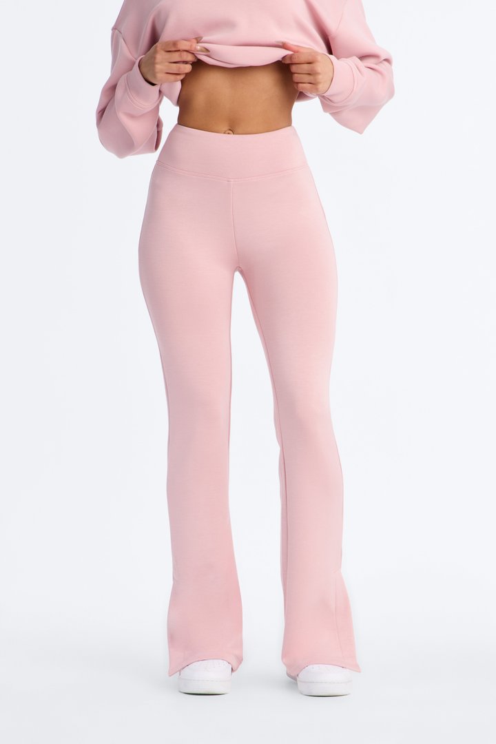 Bella Scuba Slit Lounge Flare Pant - Pink