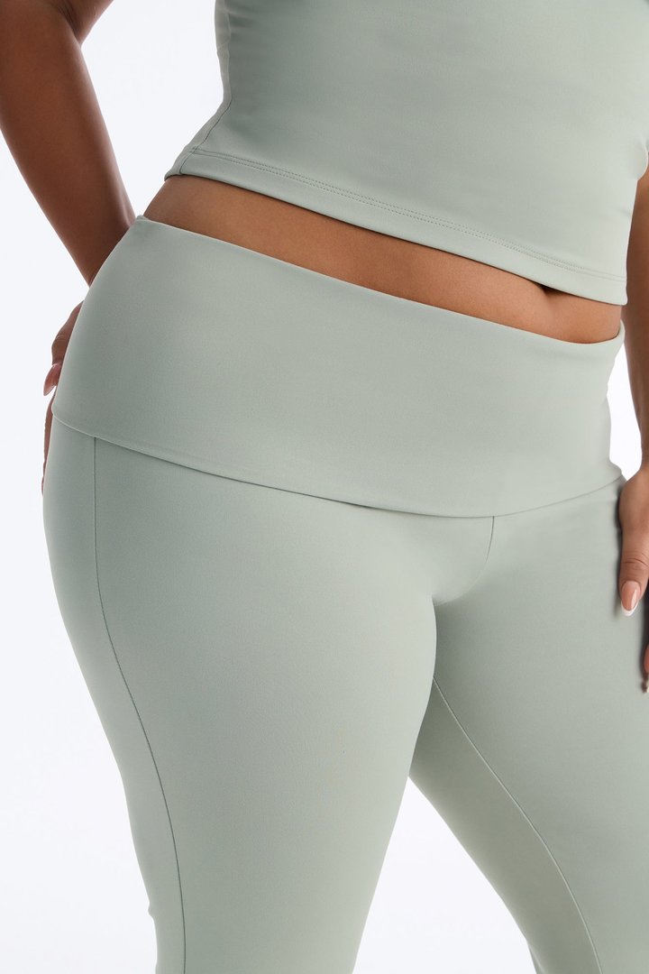 Myla Tricot Lounge Fold Over Flare Pants - Olive