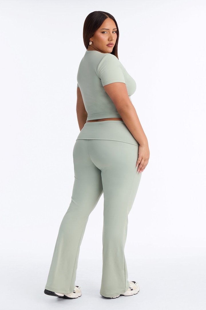 Myla Tricot Lounge Fold Over Flare Pants - Olive