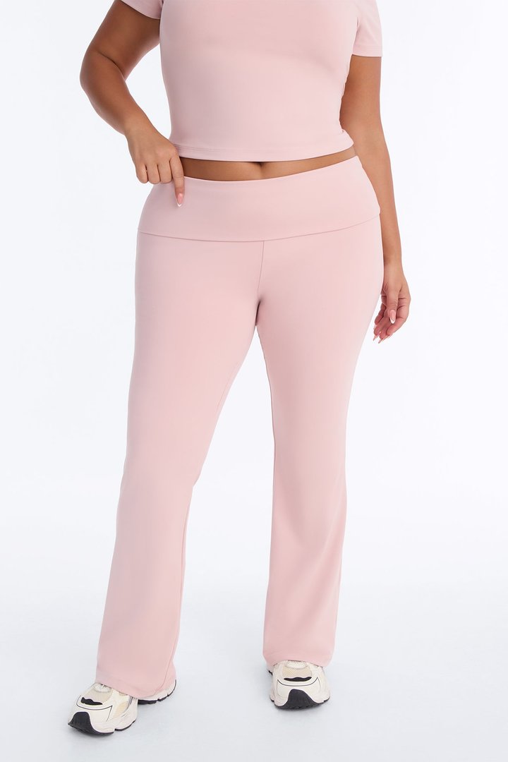 Myla Tricot Lounge Fold Over Flare Pants - Pink