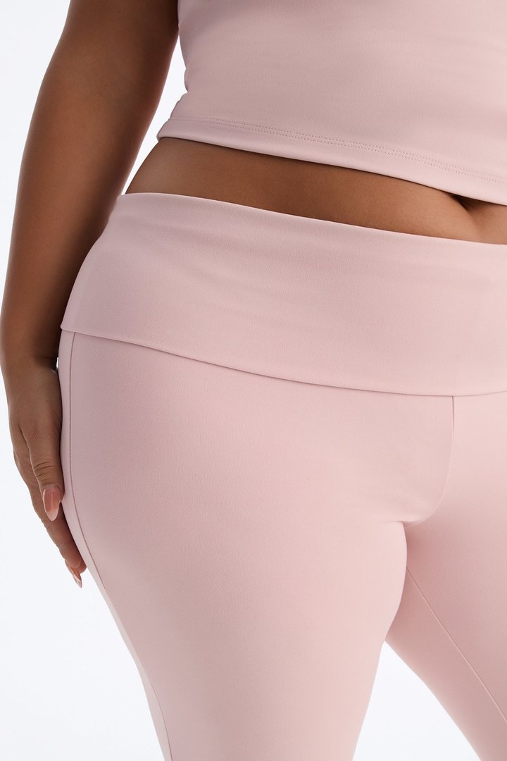 Myla Tricot Lounge Fold Over Flare Pants - Pink