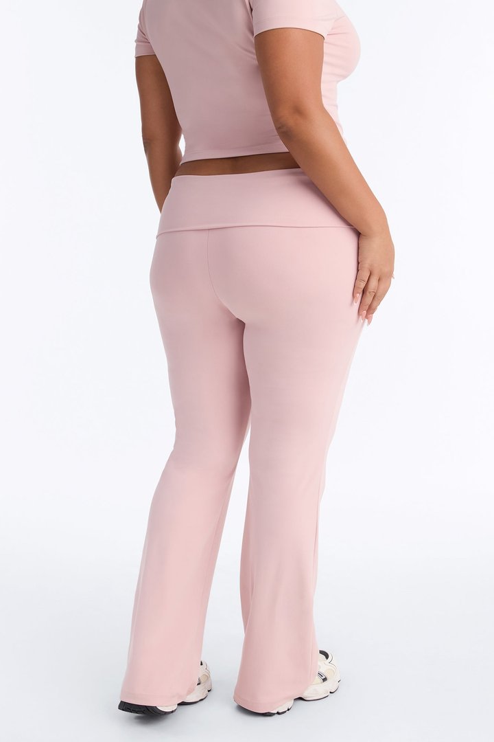Myla Tricot Lounge Fold Over Flare Pants - Pink