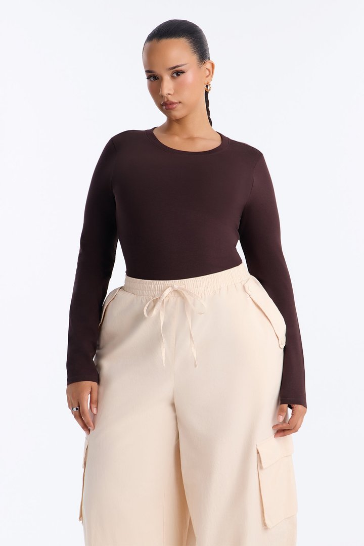 Sabrina Long Sleeve Tee - Dark Brown