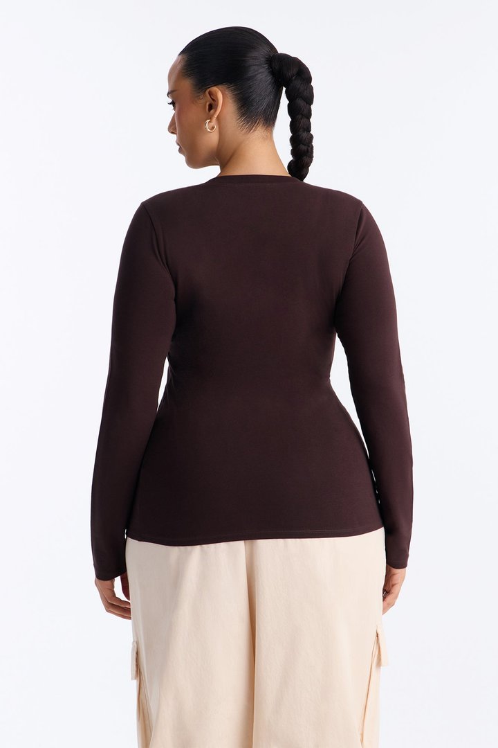 Sabrina Long Sleeve Tee - Dark Brown