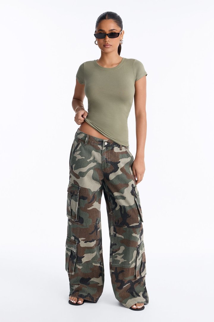 Sabrina Crew Neck Tee - Military Green