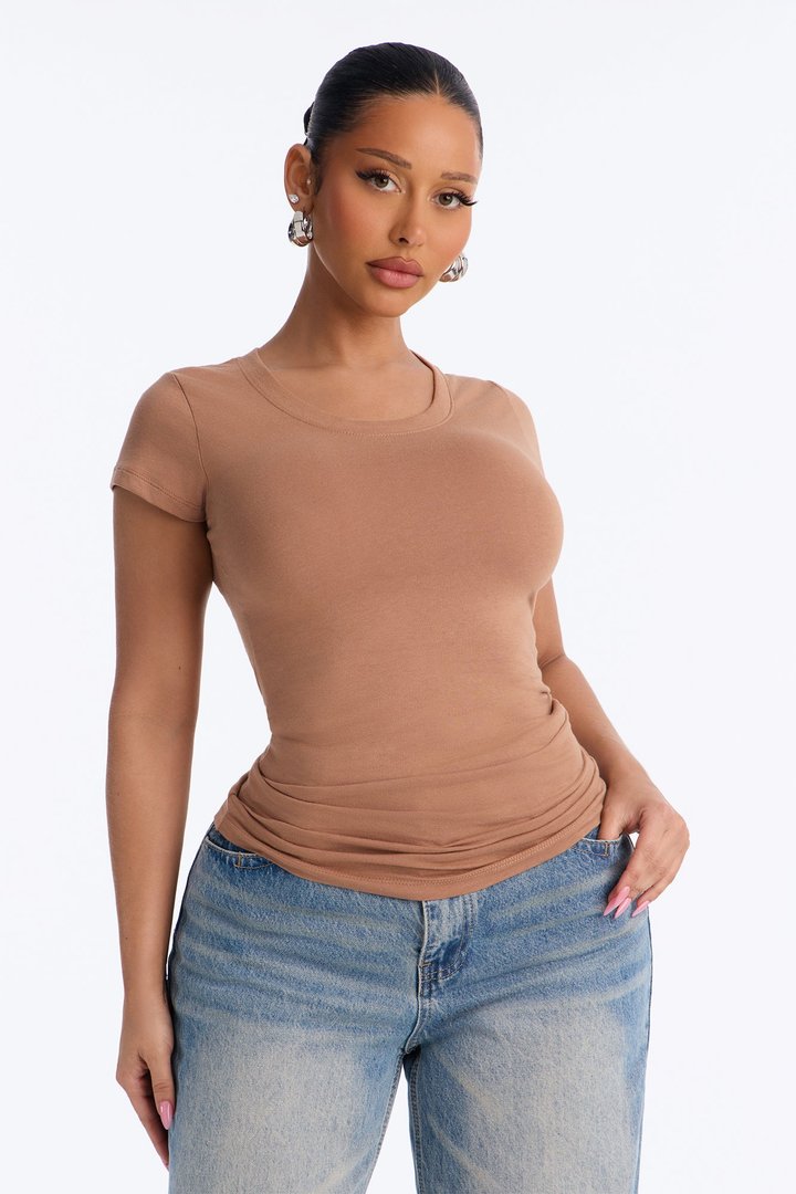 Sabrina Crew Neck Tee - Mocha