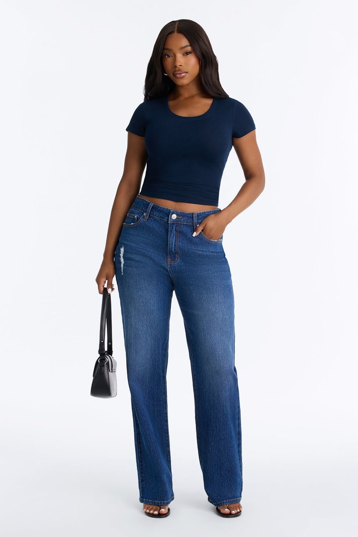 Sabrina Crew Neck Tee - Navy
