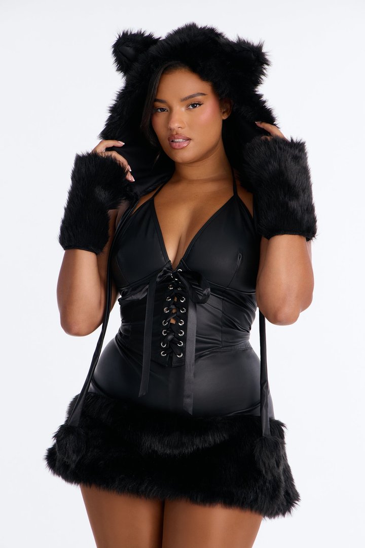 Nocturnal Kitten 5 Piece Costume Set - Black