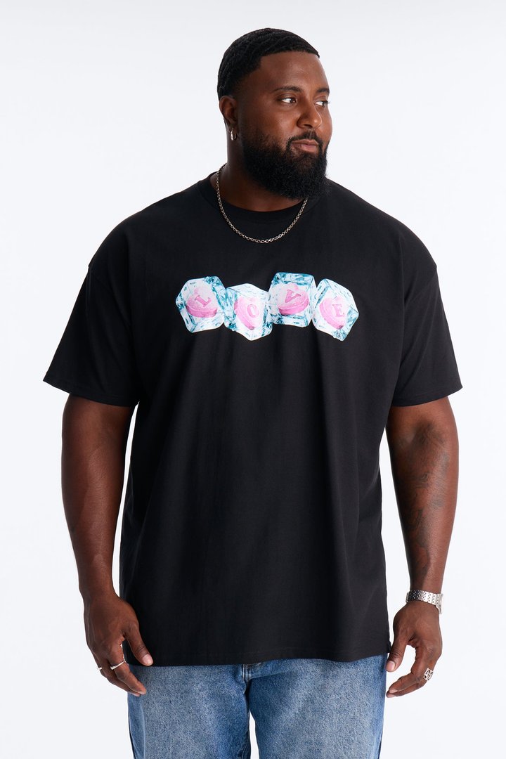 Love Hate Iced Candy Oversized Short Sleeve Tee - Black
