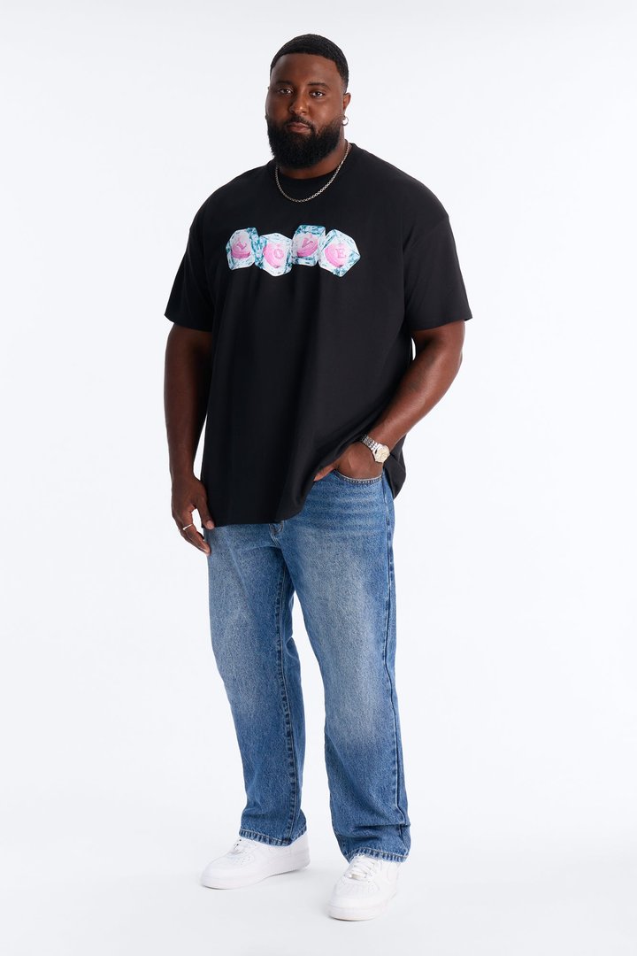 Love Hate Iced Candy Oversized Short Sleeve Tee - Black