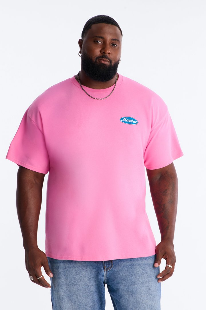 Maniac Panther Oversized Short Sleeve Tee - Pink