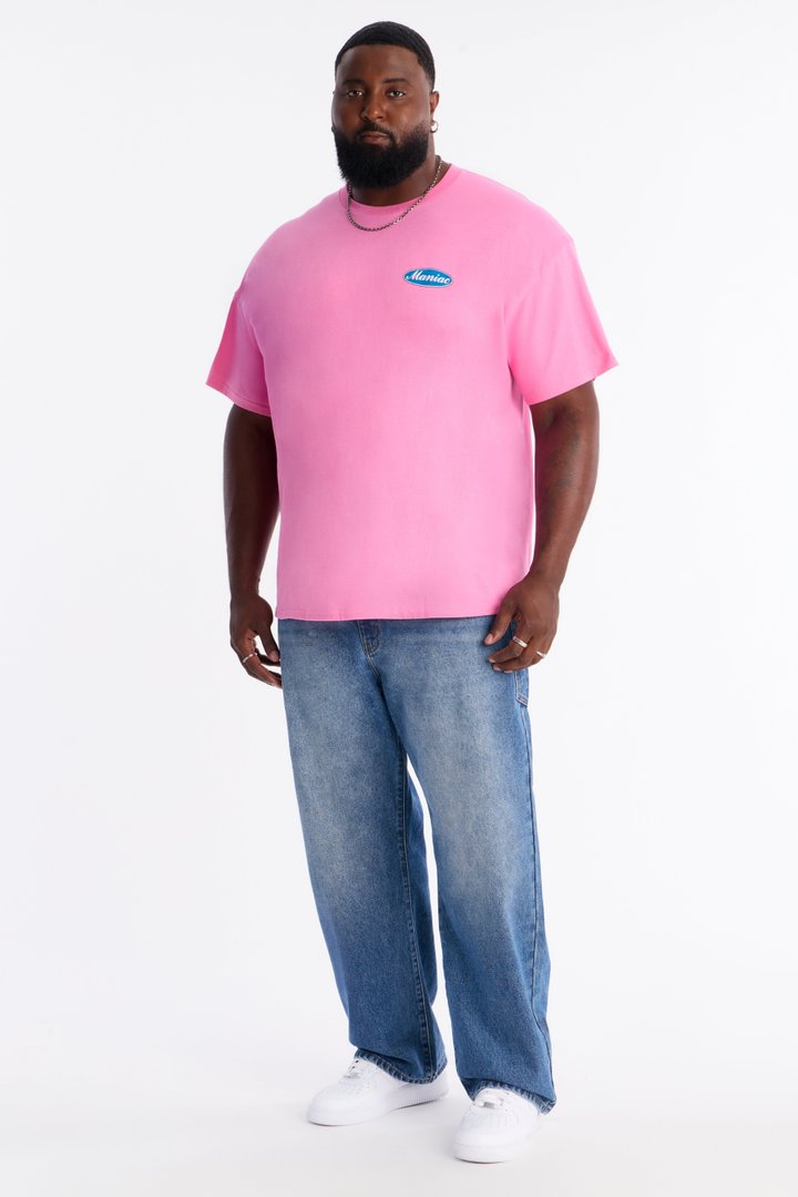 Maniac Panther Oversized Short Sleeve Tee - Pink