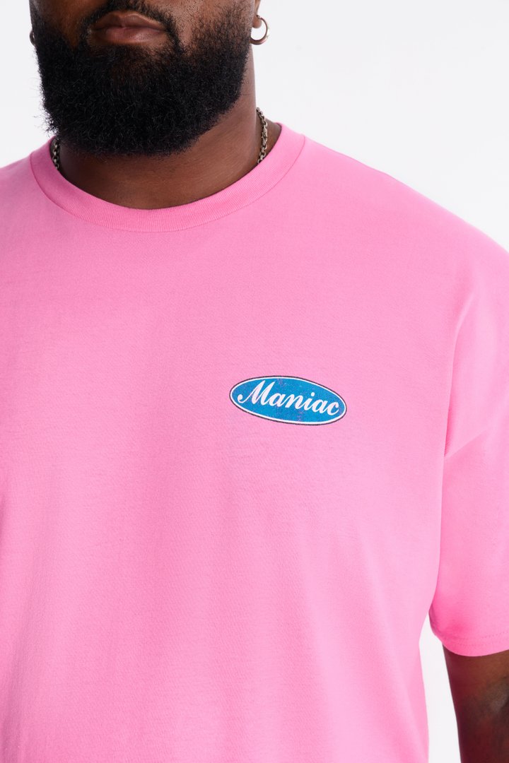 Maniac Panther Oversized Short Sleeve Tee - Pink