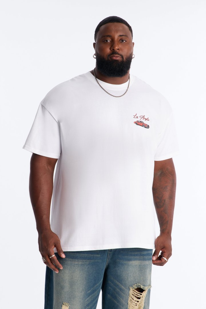Los Angeles Vacay Oversized Short Sleeve Tee - White