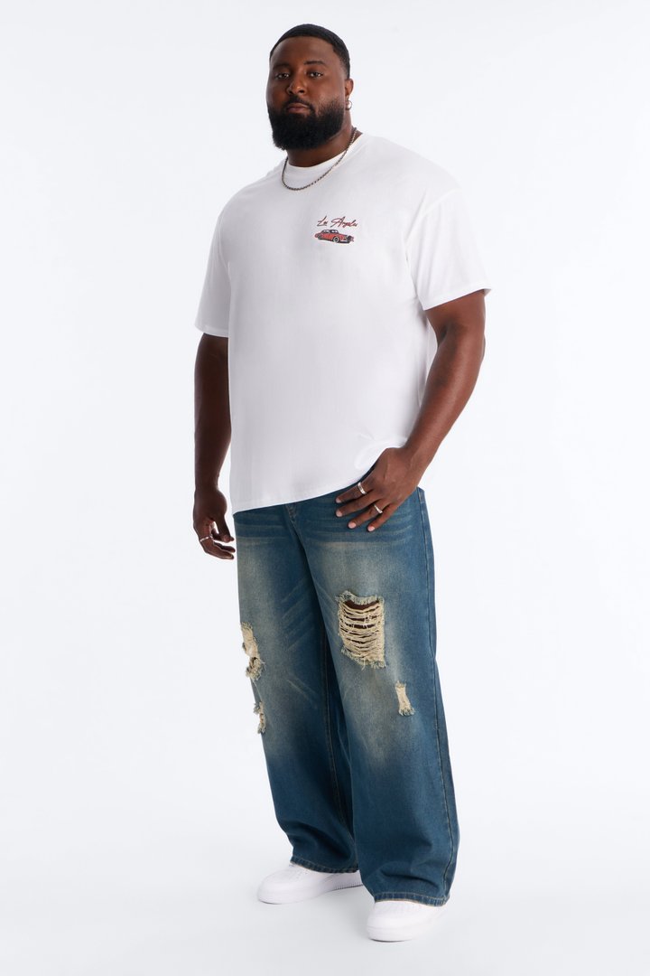Los Angeles Vacay Oversized Short Sleeve Tee - White