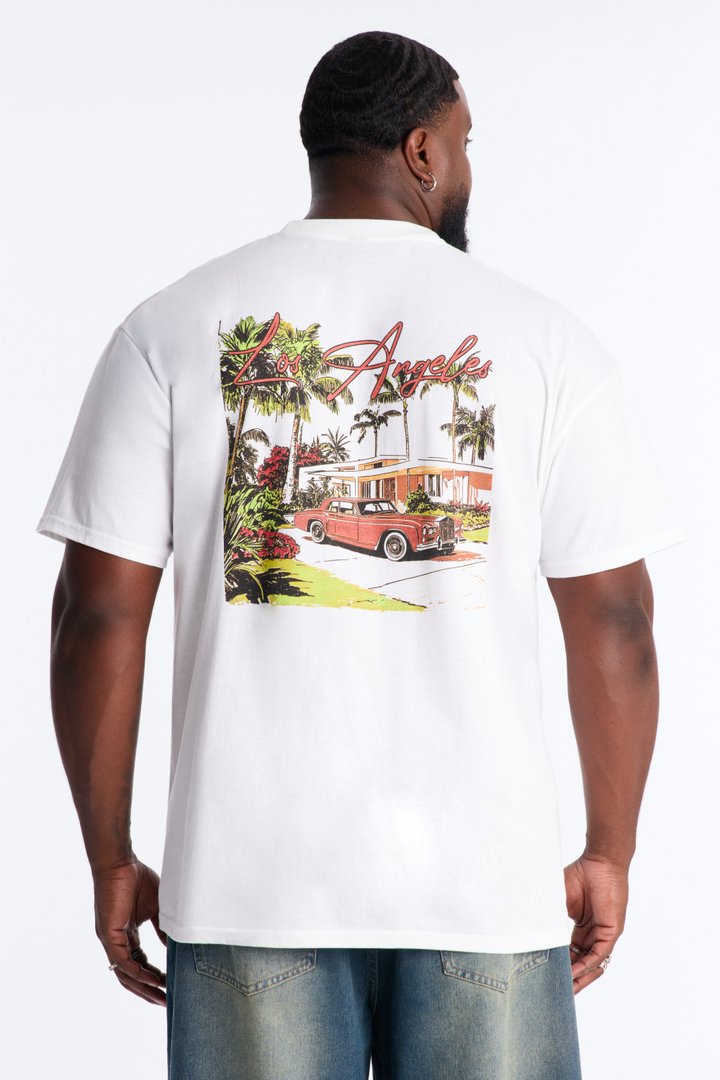 Los Angeles Vacay Oversized Short Sleeve Tee - White