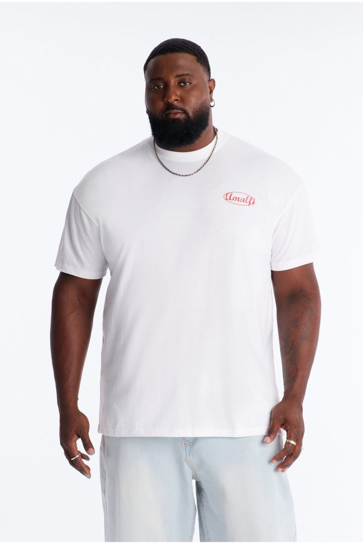 Amalfi Coast Picnic Oversized Short Sleeve Tee - White