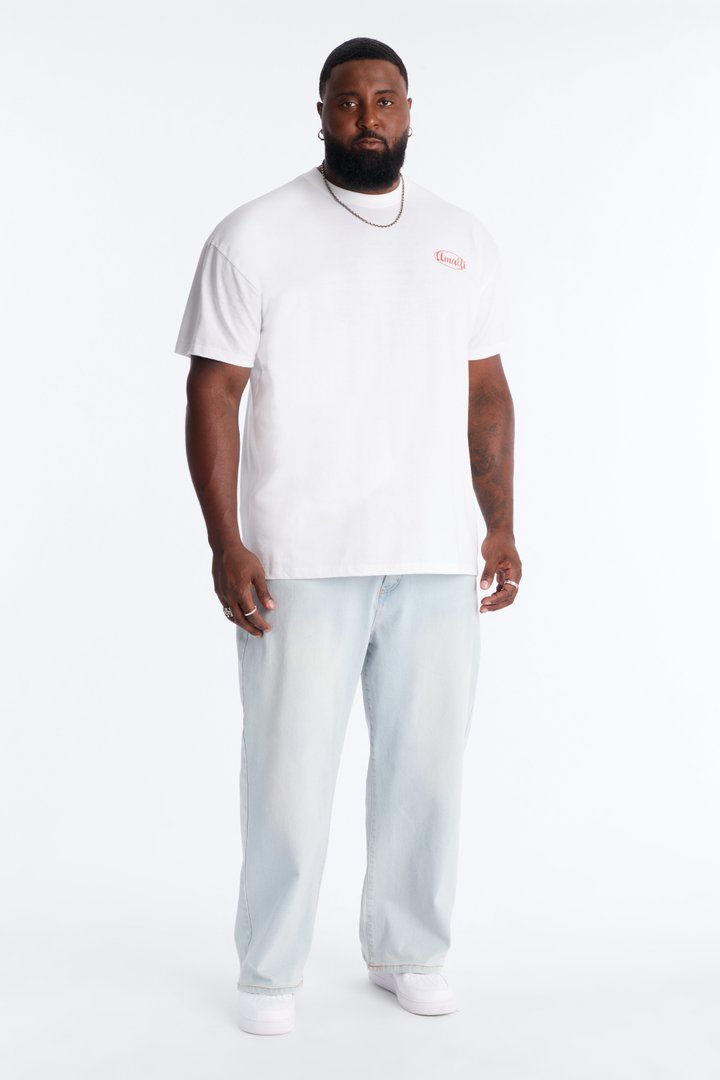 Amalfi Coast Picnic Oversized Short Sleeve Tee - White