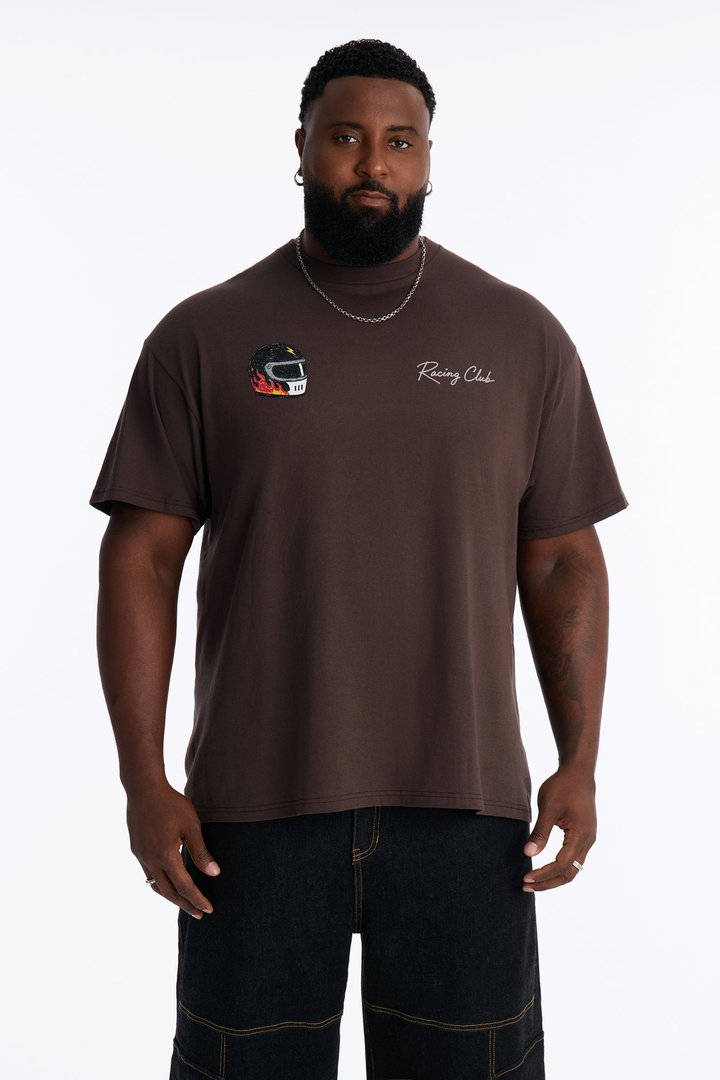 Driver Racing Club Oversized Short Sleeve Tee - Brown