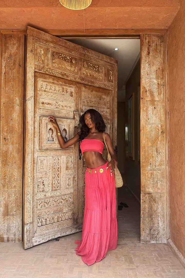 Lost In Paradise Skirt Set - Hot Pink