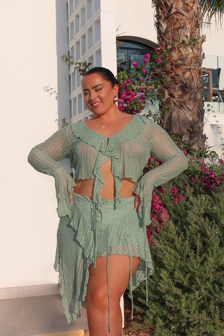 Love Addiction Lace Skirt Set - Sage