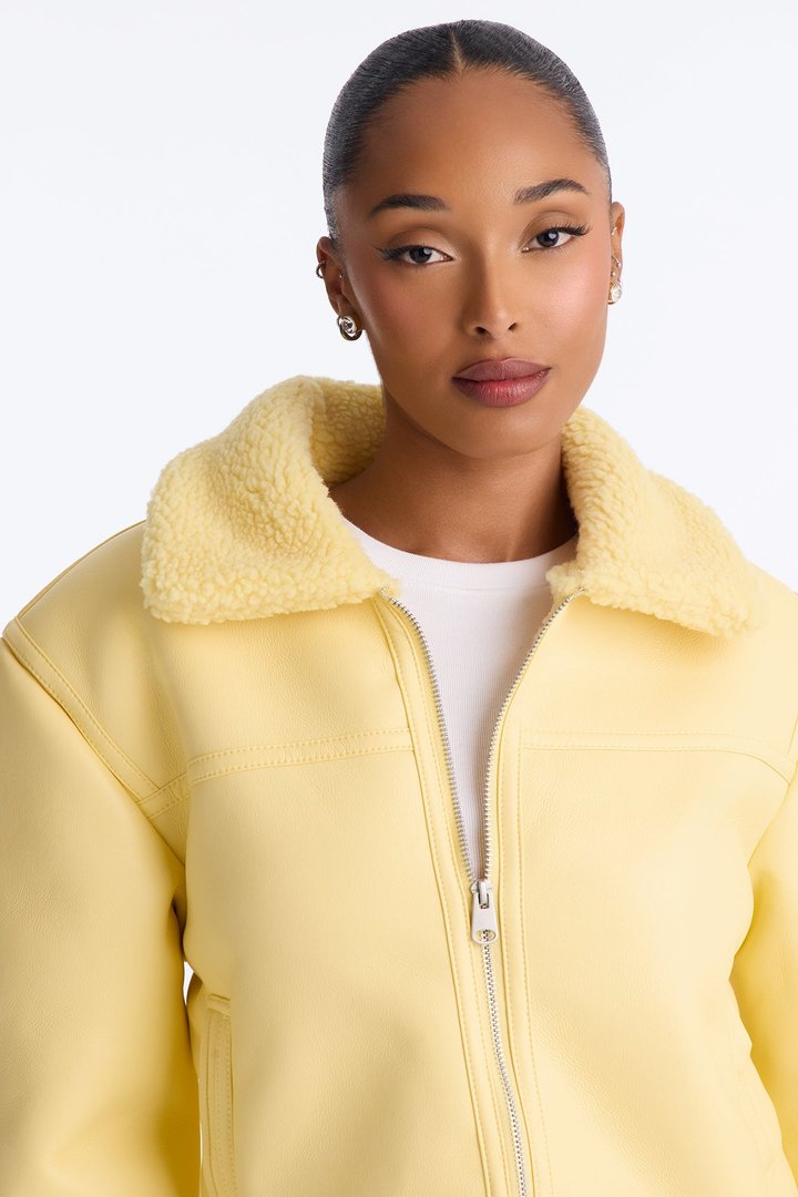 Downtown Girl Bomber Jacket - Butter Yellow