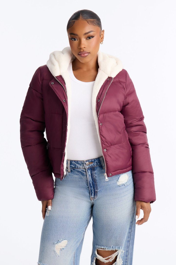 Cozied Up Jacket - Burgundy
