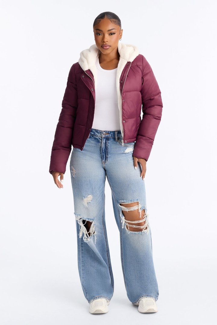 Cozied Up Jacket - Burgundy