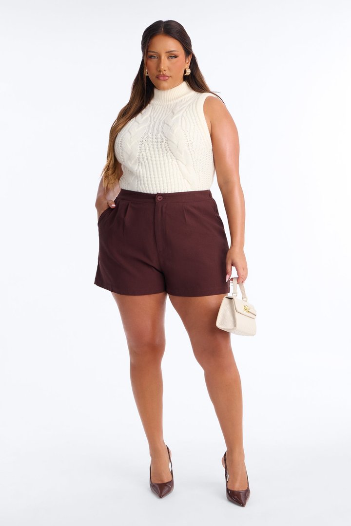 Katie Linen Trouser Short - Chocolate